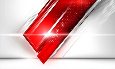 Wall Mural - a futuristic design with a modern twist, showcasing an abstract red arrow direction on a clean white