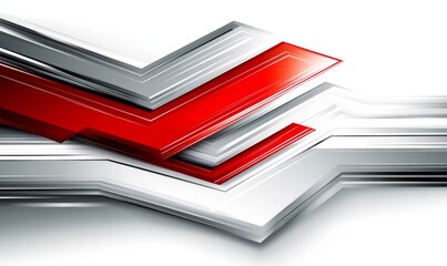 Wall Mural - a contemporary design with a modern, abstract red arrow direction set against a sleek white and grey