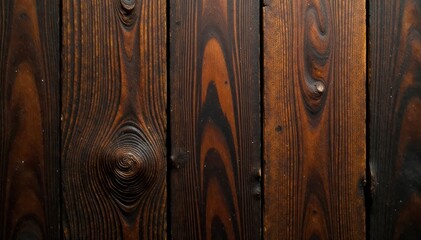 Wall Mural - Dark brown wood grain, rich knots, vertical lines, dark wood, wood surface