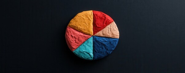 Poster - A colorful circular arrangement of textured paint, divided into six segments, set against a dark background.