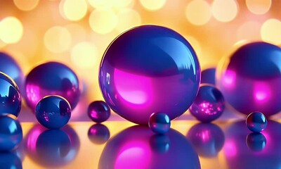 Aufkleber - Festive purple-blue spheres bokeh background