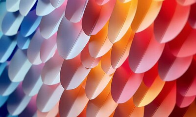 Aufkleber - Colorful paper scales backdrop, studio lighting, gradient texture, design element