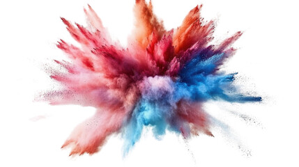 Poster - Colorful powder explosion creating a vibrant cloud on transparent background
