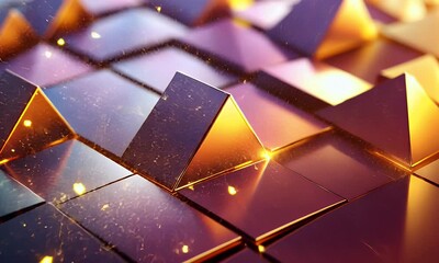 Aufkleber - Golden pyramids glowing, abstract background, technology, website design
