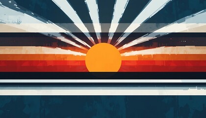 Poster - Abstract Sunburst Design Featuring Bold Colors and Stripes