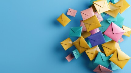 Leinwandbilder - A vibrant graphic showing a mailbox overflowing with digital envelopes, representing high email activity