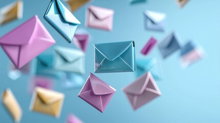 Poster - of digital envelopes flowing into a mailbox icon, symbolizing incoming emails