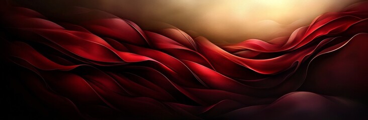 Wall Mural - a long, contemporary red abstract banner with a minimal background, including waves, arrows, geometr