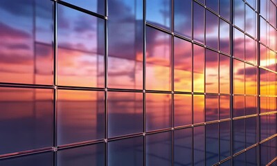 Poster - Sunset reflected in skyscraper glass facade