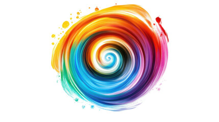 Poster - Colorful spiral swirling with transparent background and paint splatters