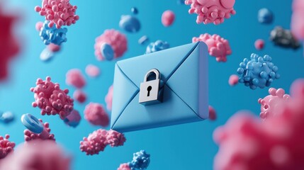Poster - A creative representation of email encryption, featuring a lock icon over a digital envelope