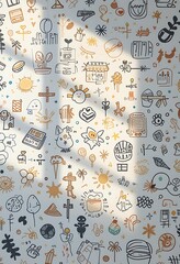 Naklejka na meble Whimsical hand drawn doodles pattern background art