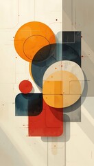 Poster - Abstract Geometric Composition with Circles and Rectangles