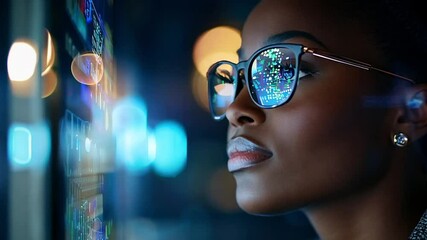 Woman looking at a computer monitor
