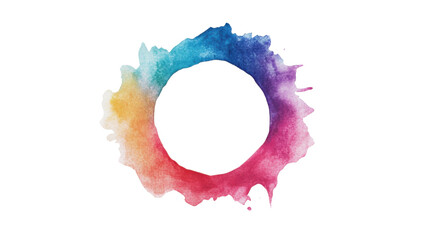Poster - Colorful watercolor circle on transparent background creating vibrant frame