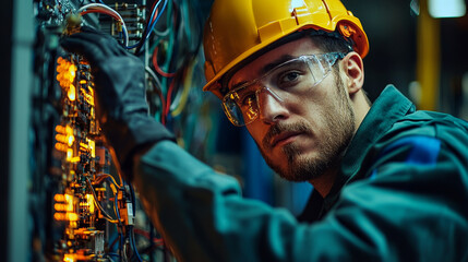 Poster - Electrical engineer working on computer simulations and circuits