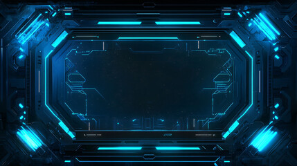 Fototapete - A sleek and modern 3D render of a HUD digital frame with glowing blue lines, highlighting advanced technology and digital sophistication