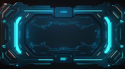 Fototapete - A modern 3D render of a HUD digital frame featuring glowing blue lines, symbolizing the future of technology and digital innovation