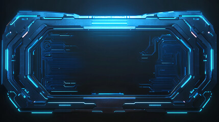 Fototapete - A sleek and futuristic 3D render of a HUD digital frame with glowing blue lines, representing advanced technology and modern aesthetics