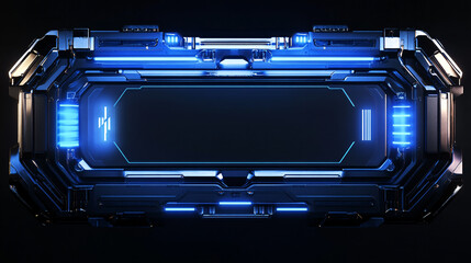 Fototapete - A high-tech 3D render of a HUD digital frame with glowing blue lines, showcasing the innovative and futuristic aspects of digital interface