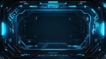 Fototapete - A futuristic 3D render of a HUD digital frame featuring glowing blue lines, highlighting the cutting-edge design of digital interfaces