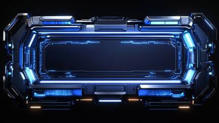 Fototapete - A modern 3D render of a HUD digital frame with glowing blue lines, symbolizing the sleek and innovative design of futuristic virtual tech