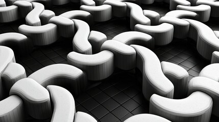 Poster - Abstract White Curved Forms Interlocking Pattern