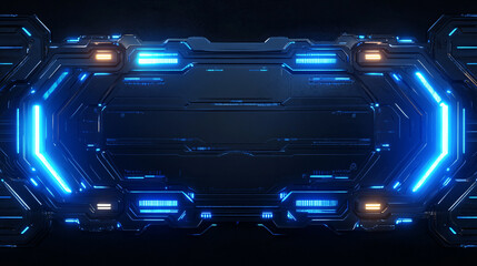 Fototapete - A futuristic 3D render of a HUD digital frame featuring glowing blue lines, highlighting the cutting-edge design of elegant digital interfaces
