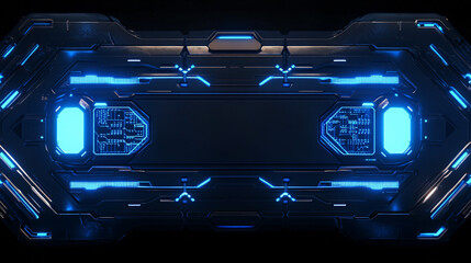 Fototapete - An elegant 3D render of a HUD digital frame with glowing blue lines, symbolizing the advanced and futuristic aspects of modern technology