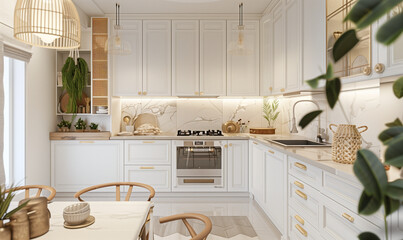 Wall Mural - White Kitchen Design Interior