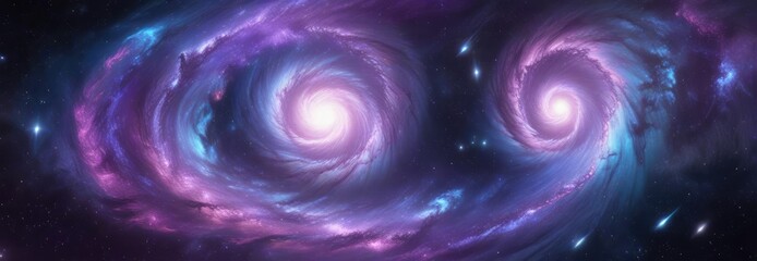 Wall Mural - cosmic background with stars and galaxies in a swirl of purple and blue hues, space, universal, nebu