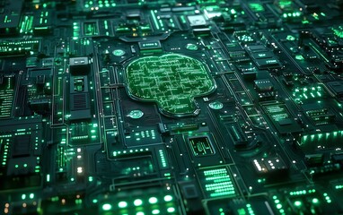 Poster - AI brain with glowing circuits and neural connections, complex patterns and digital elements, futuristic design, ultradetailed 4K