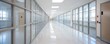 © Kunalai - Isolation facility in jail. Modern corridor with glass walls and bright lighting.