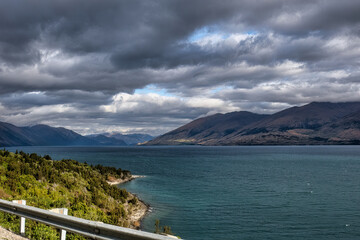 Wall Mural - The mountains along both sides of Lake Hawea near Wanaka