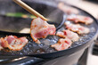 © Teerapong - Party for barbecue japanese style, yakiniku. Meats are being cooked on stove frying pan
