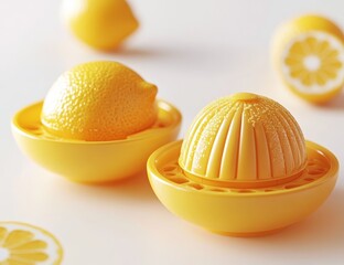 Poster - Yellow lemon juicer with lemons.
