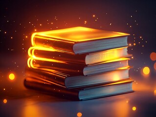 Wall Mural - Glowing Books Stack