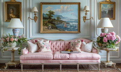 Wall Mural - Living room Interior with Sofa. Luxury Comfortable Life Style. Decoration in Classic Style. French Design 