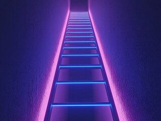 Wall Mural - Neon Ladder to Success