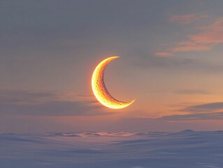 Canvas Print - Crescent Moon Sunset