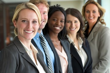 Wall Mural - Portrait of a group of diverse businesspeople smiling at the camera