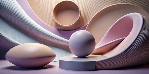 Wall Mural - abstract 3d render of geometric shapes and curves