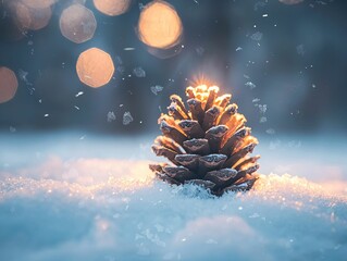 Poster - Winter Pine Cone Glow