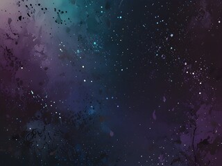 Wall Mural - A captivating cosmic scene with a blend of deep purples, blues & blacks creates a mysterious and ethereal ambiance. Stars scattered throughout the composition give it a dreamy, galaxy-like appearance