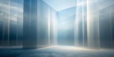 Wall Mural - abstract light pillars in a translucent structure