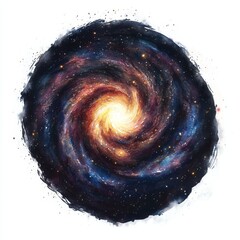 Wall Mural - Spiral galaxy illustration, cosmic swirl of stars, nebulae, and celestial dust.