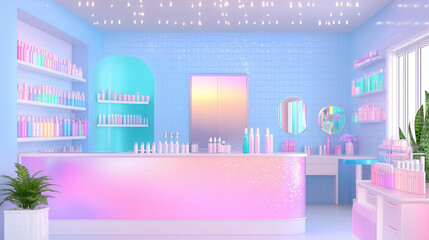 Wall Mural - Multicolored pastel pink lilac beauty salon