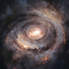 Wall Mural - Spiral galaxy with bright core and swirling arms of gas and dust.