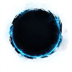 Wall Mural - Abstract dark circle with glowing blue energy border.