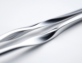 Aufkleber - Abstract metallic curves, elegant, intertwined, polished, silver, design, shapes.